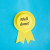 Yellow badge with the words ' Well done!'